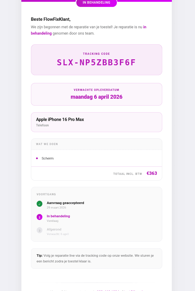 E-mailnotificaties in FixFlow Pro
