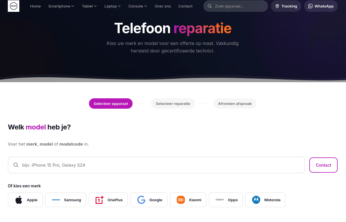 Automatisch gegenereerde landingspagina door FixFlow Pro